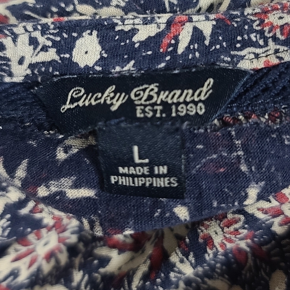 Lucky Brand Floral Print V Neck Top L - Picture 5 of 6